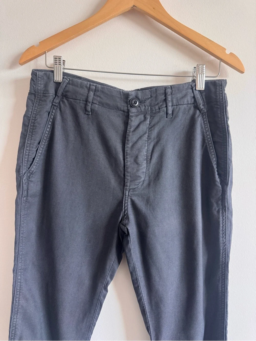 THE GREAT. | Women’s Charcoal Button Fly Tapered Cotton Linen Blend Pants US 26